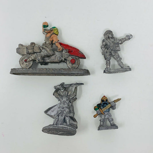 4 Miniatures Metal Figures Ral Partha & RAFM Orc Biker Elven Dwarf Mixed Lot 90s