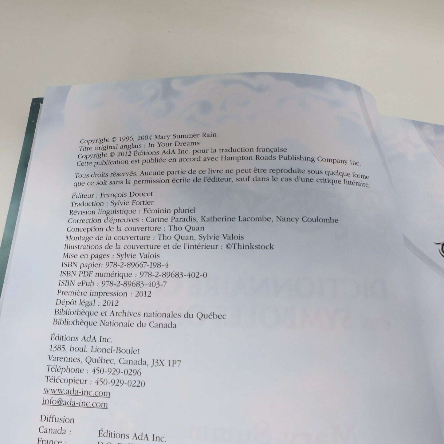 2012 Dans Vos Rêves Dictionnaire Complet des Symboles Oniriques Ada Ésotérisme