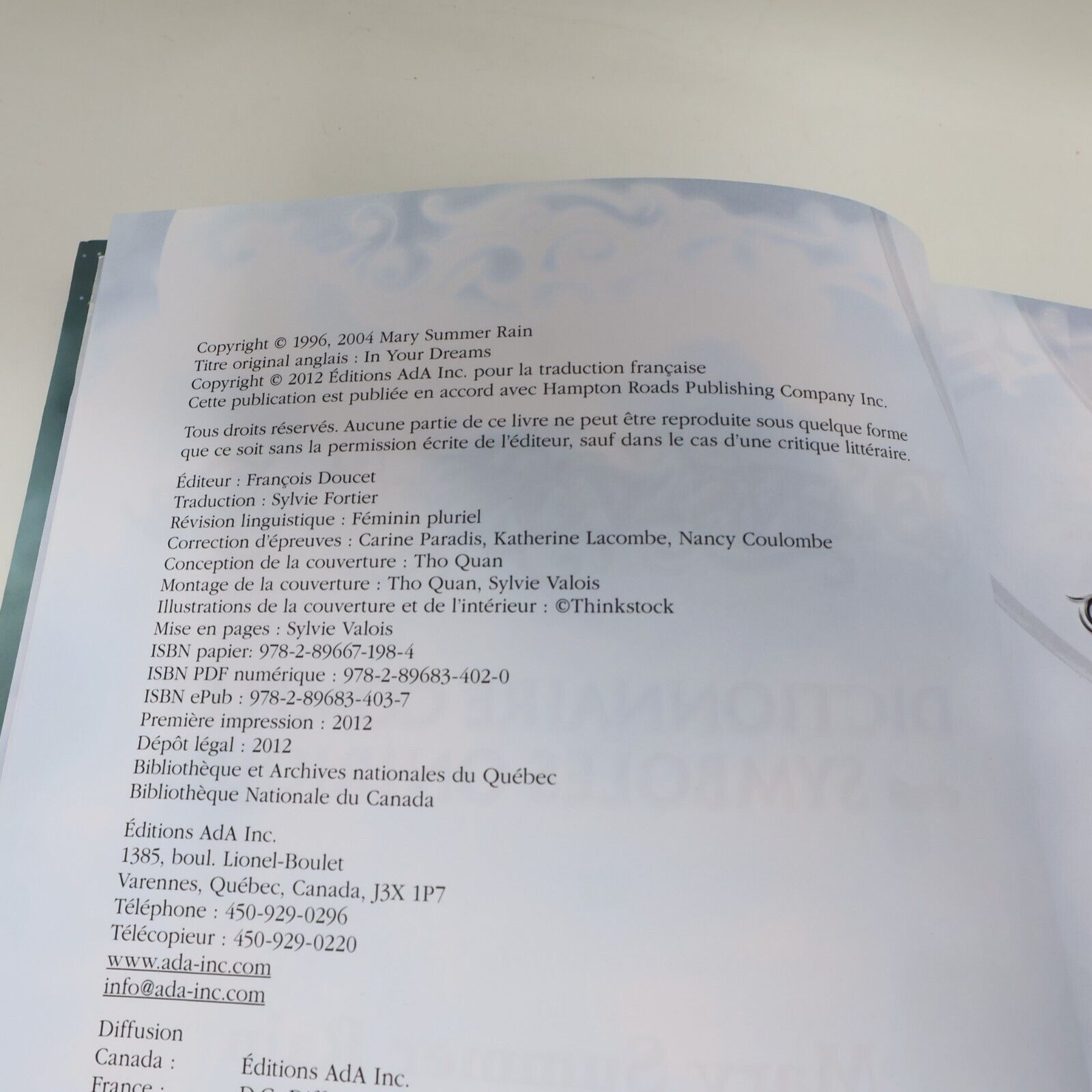 2012 Dans Vos Rêves Dictionnaire Complet des Symboles Oniriques Ada Ésotérisme