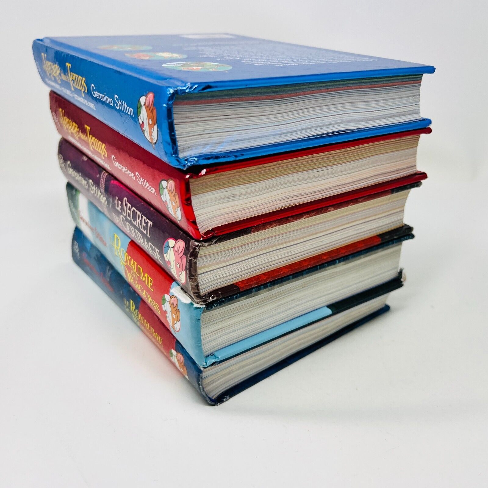 Geronimo Stilton Lot 5 Livres Royaume du Bonheur/Voyage Temps Français/French HC
