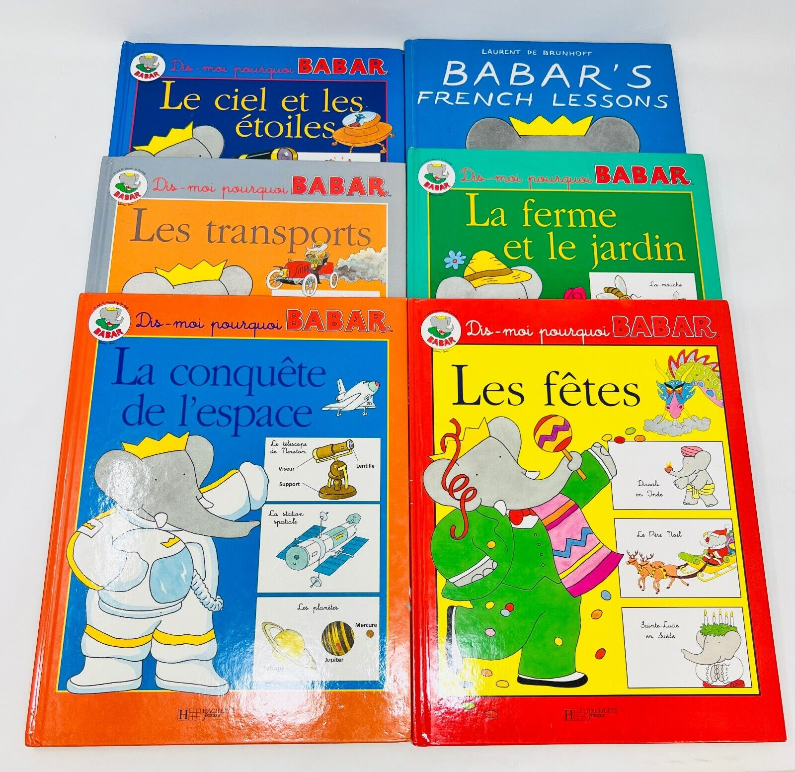 6x Babar Dis Moi Pourquoi/French Lessons en Francais Espace/Étoiles/Transport