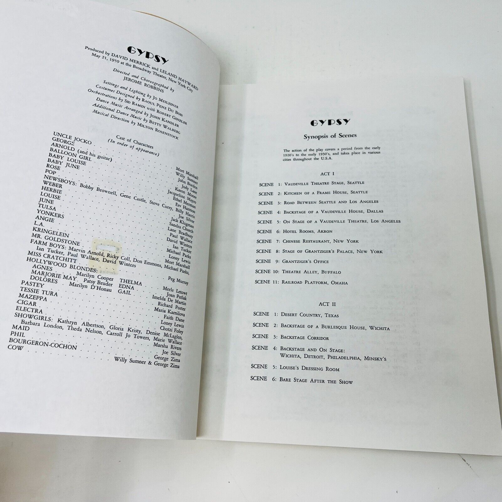 Gypsy Vocal Score Jule Styne/Stephen Sondheim PB Williamson Stratford Chappel