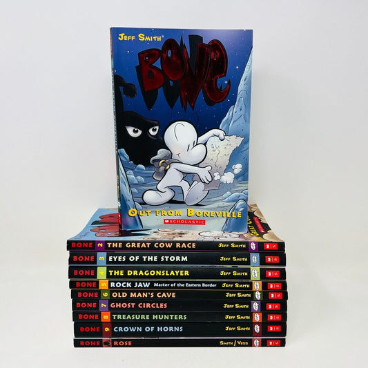 Lot of 10 Bones by Jeff Smith Paperback Scholastics Comics 1-9 + Rose Set Bundle