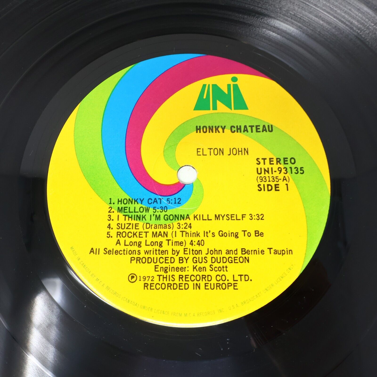 Elton John Honky Château LP Record Vinyl 1972 UNI 93135 Rocket Man Honky Cat 70s