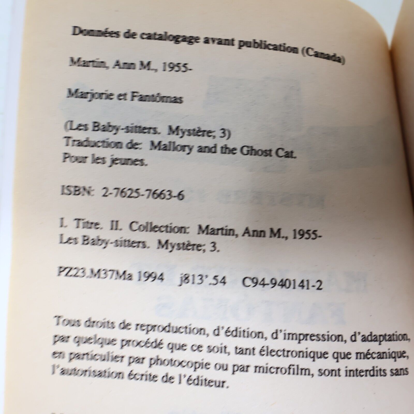 Lot 7 Livres Les Baby-Sitters Mystère #3-5 7 9 11 13 Ann M. Martin EH Français