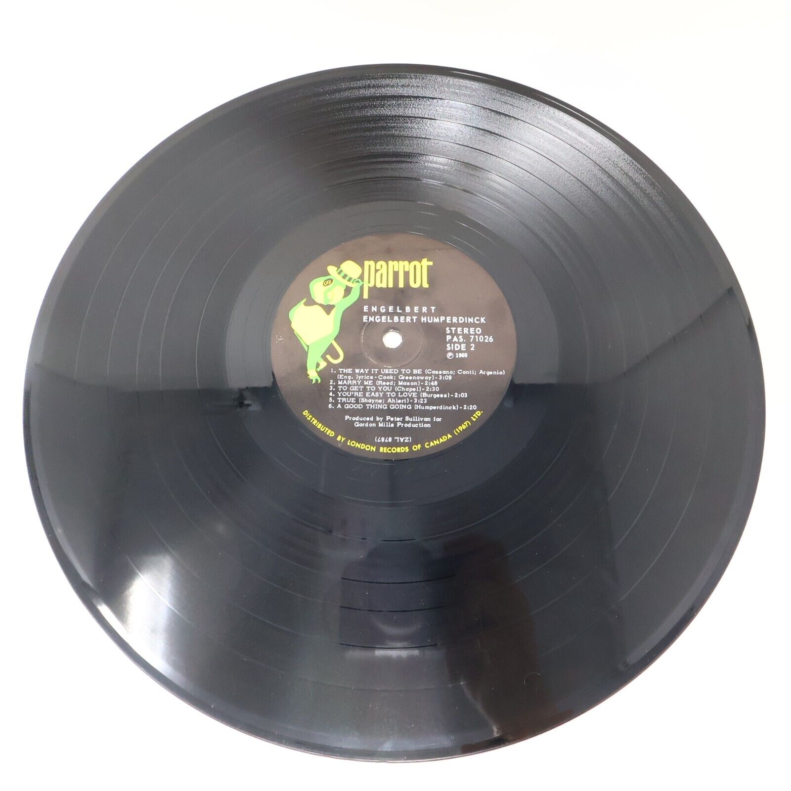 Engelbert Humperdinck Self Titled LP Record Vinyl PAS 71026 Canada Parrot 1969
