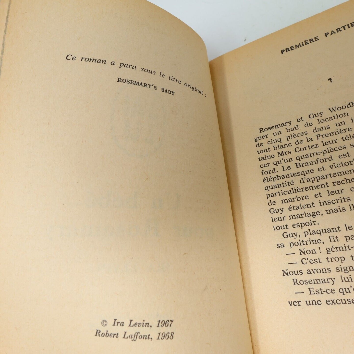 1972 Un Bébé pour Rosemary Ira Levin Horreur Thriller J'ai Lu Français Paperback