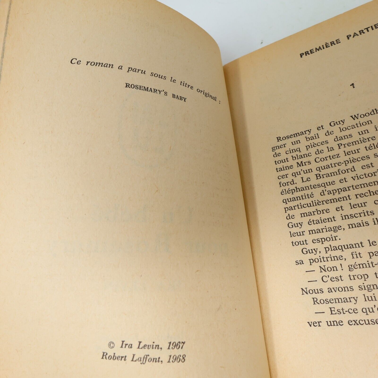 1972 Un Bébé pour Rosemary Ira Levin Horreur Thriller J'ai Lu Français Paperback