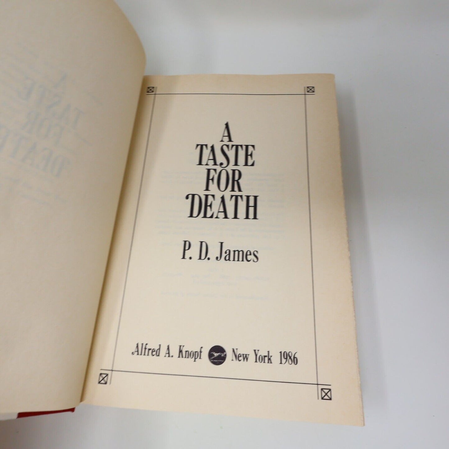 1986 A Taste For Death P. D. James Mystery Thriller Crime Knopf Hardcover Book