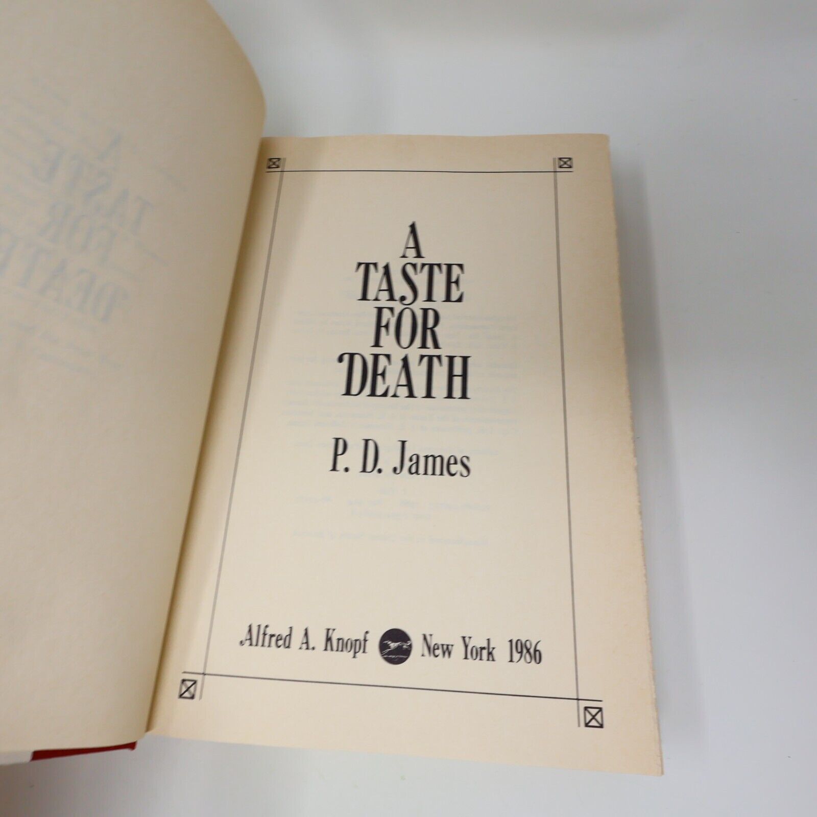 1986 A Taste For Death P. D. James Mystery Thriller Crime Knopf Hardcover Book