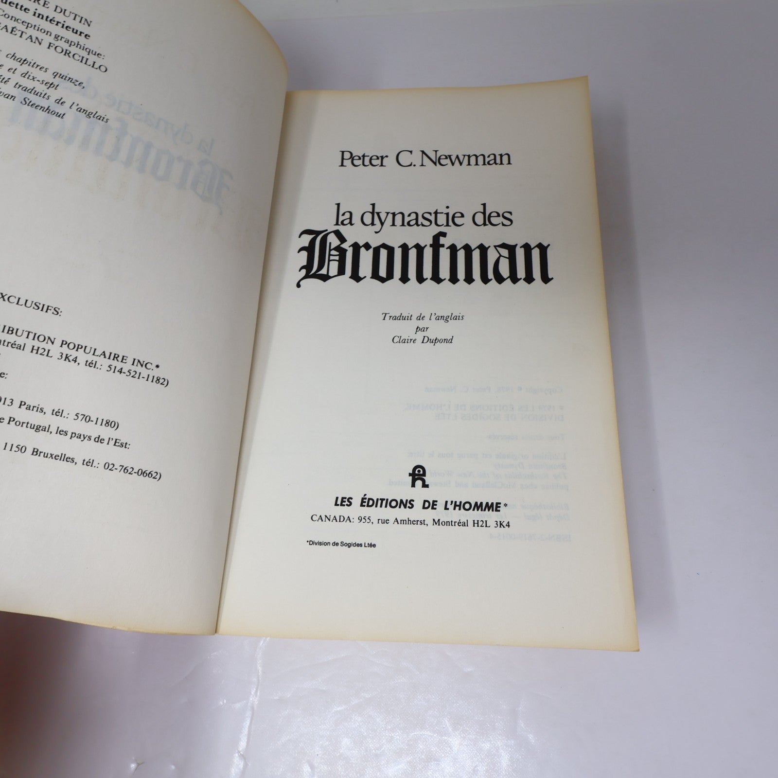La Dynastie des Bronfman Peter C. Newman 1979 PB Biographie Affaires Français