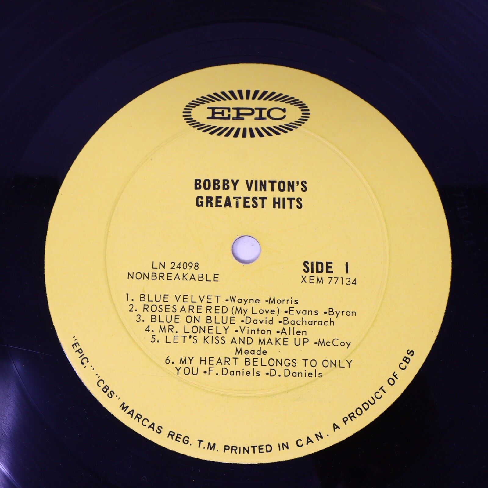 Bobby Vinton's Greatest Hits LP Record Vinyl 1964 Mono Epic LN 24098 Canada 60s