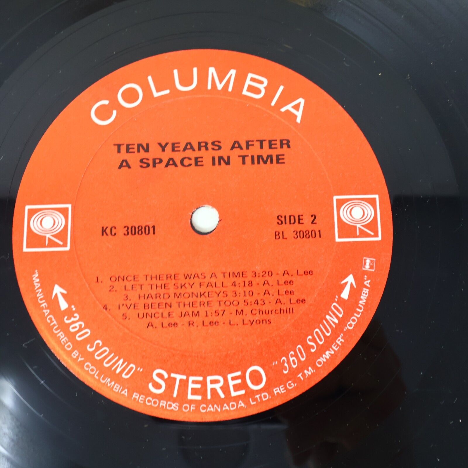 Ten Years After A Space In Time LP Record Vinyl Canada 1971 Columbia KC 30801