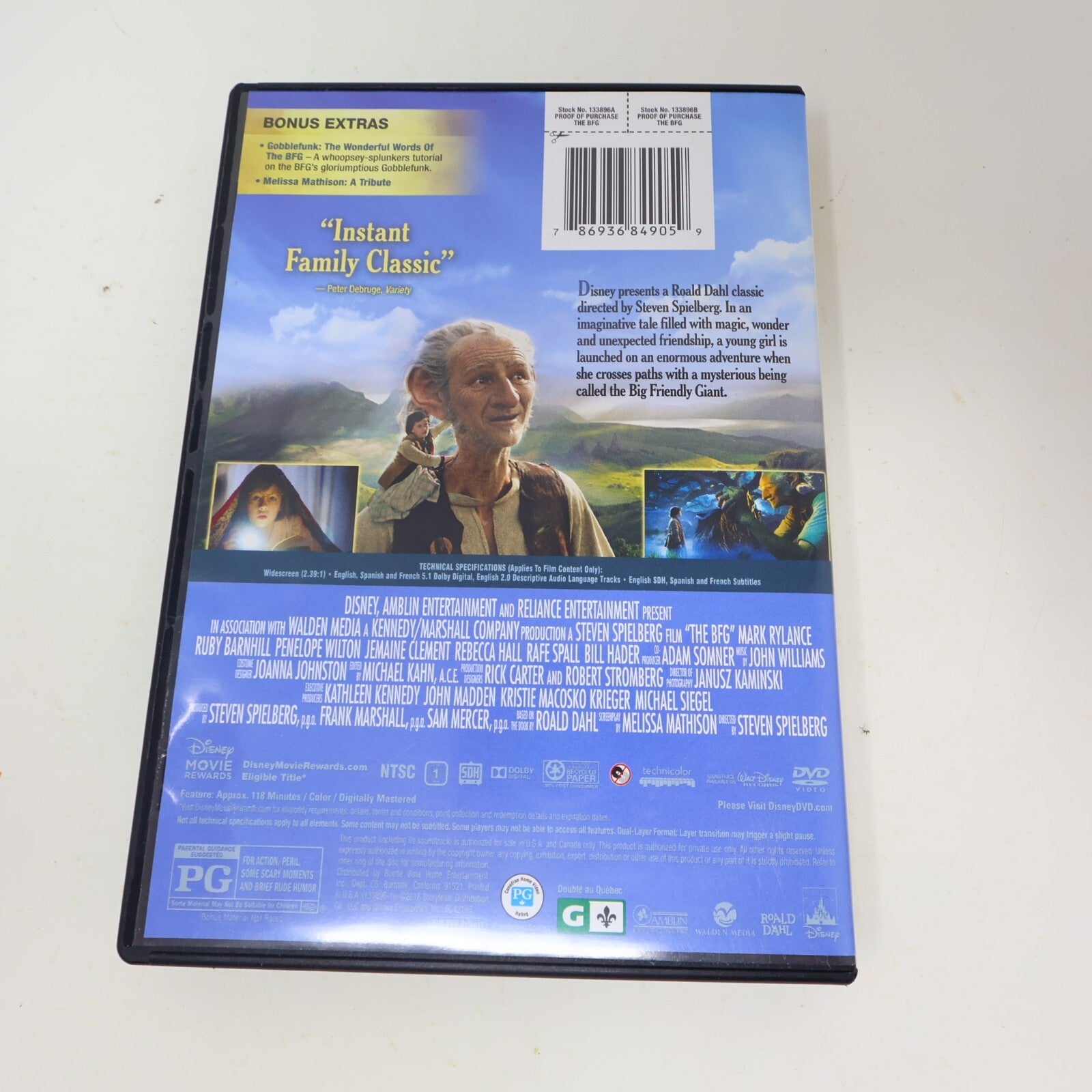 The BFG Big Friendly Giant DVD Steven Spielberg Film Tested English Français