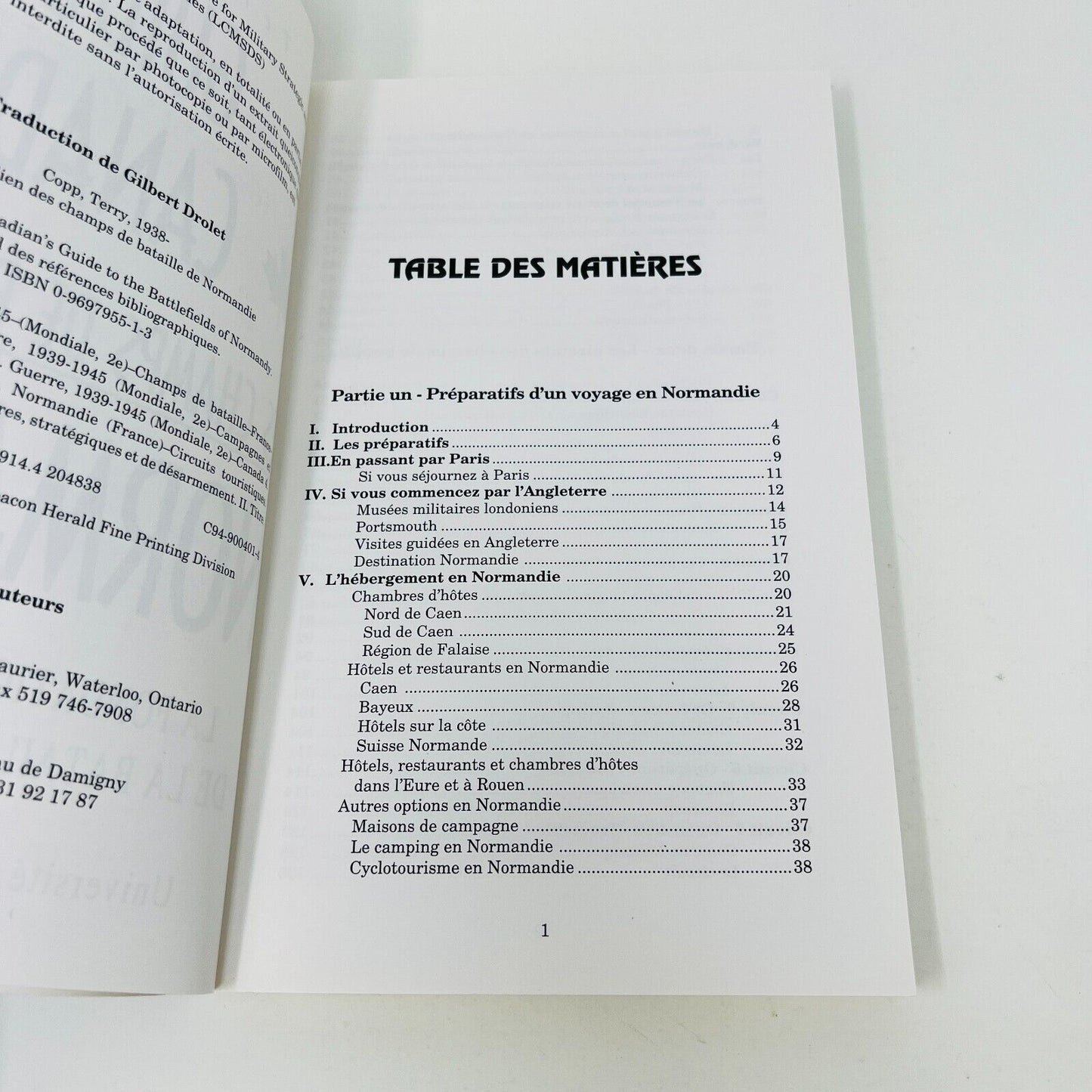 1994 Guide Canadien des Champs de Bataille de Normandie de Terry Copp War WW2