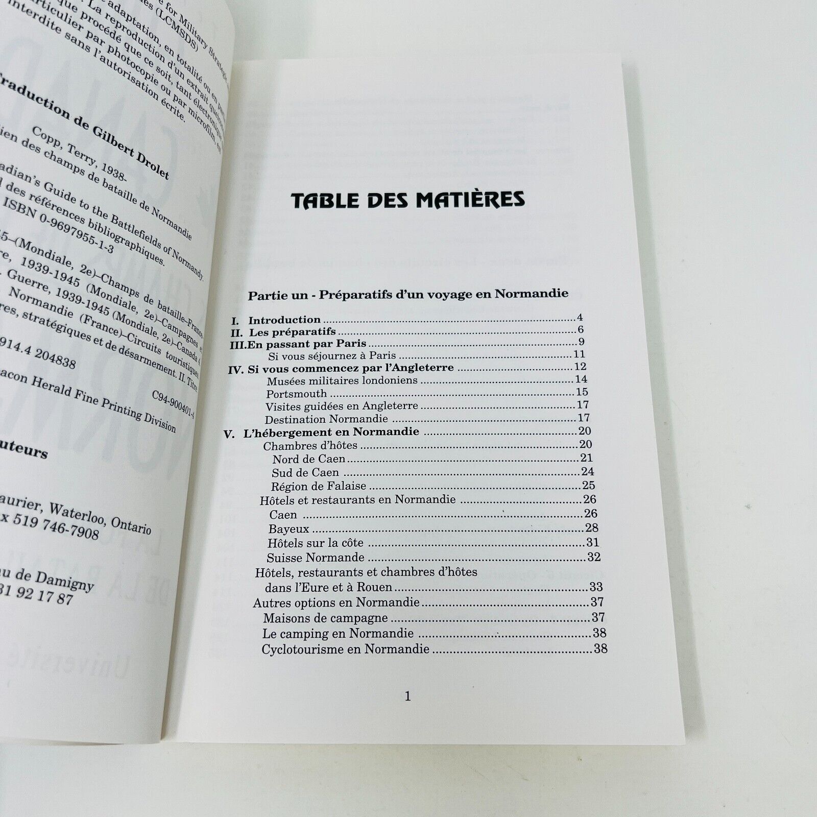 1994 Guide Canadien des Champs de Bataille de Normandie de Terry Copp War WW2