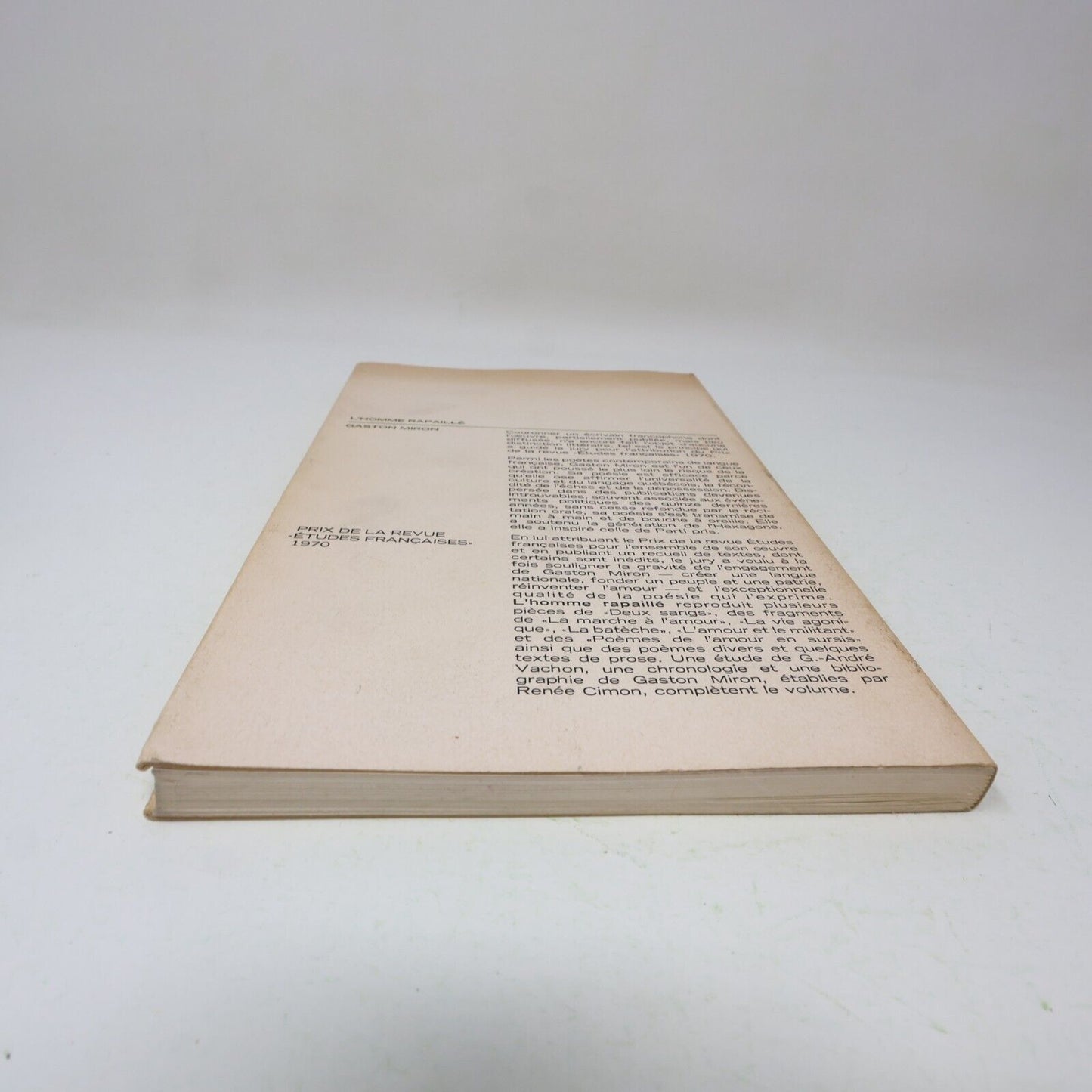 1978 L'Homme Rapaillé Gaston Miron Littérature Québécoise Poésie Français Livre