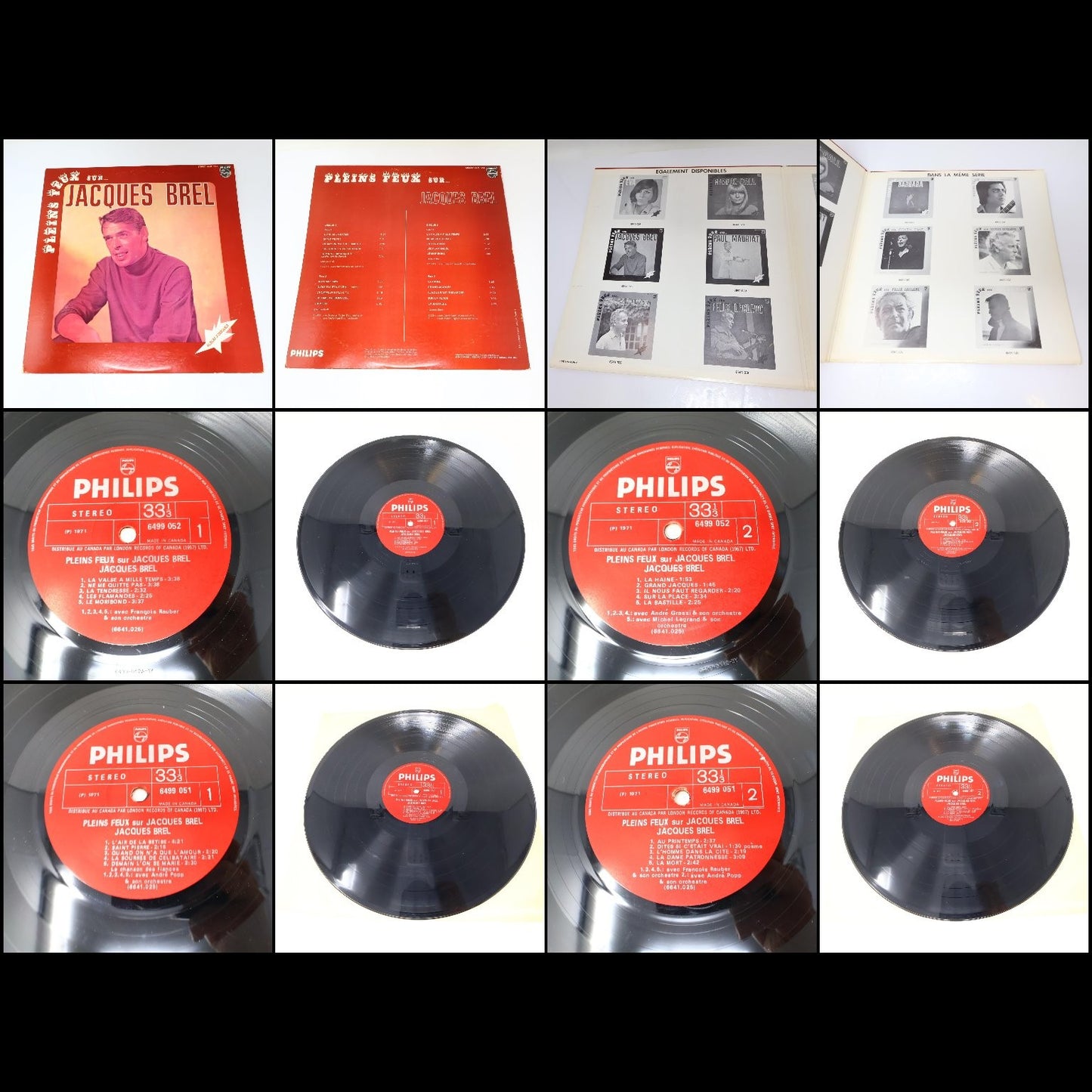 Jacques Brel Lot 11 Disques LP Record Les Vieux/L'Homme de la Mancha/J'Arrive