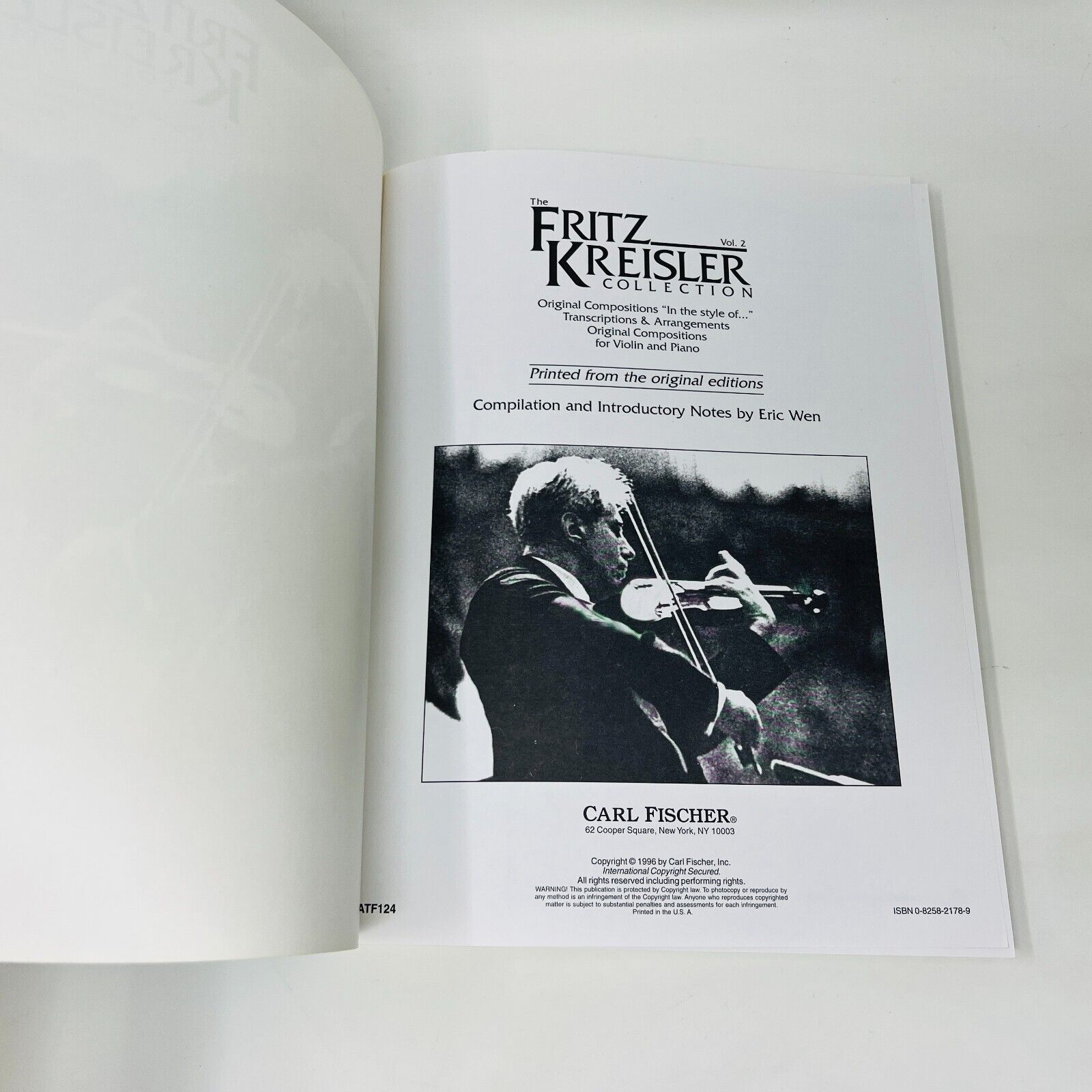 1996 The Fritz Kreisler Collection #2 Songbook Piano & Violin PB Carl Fischer