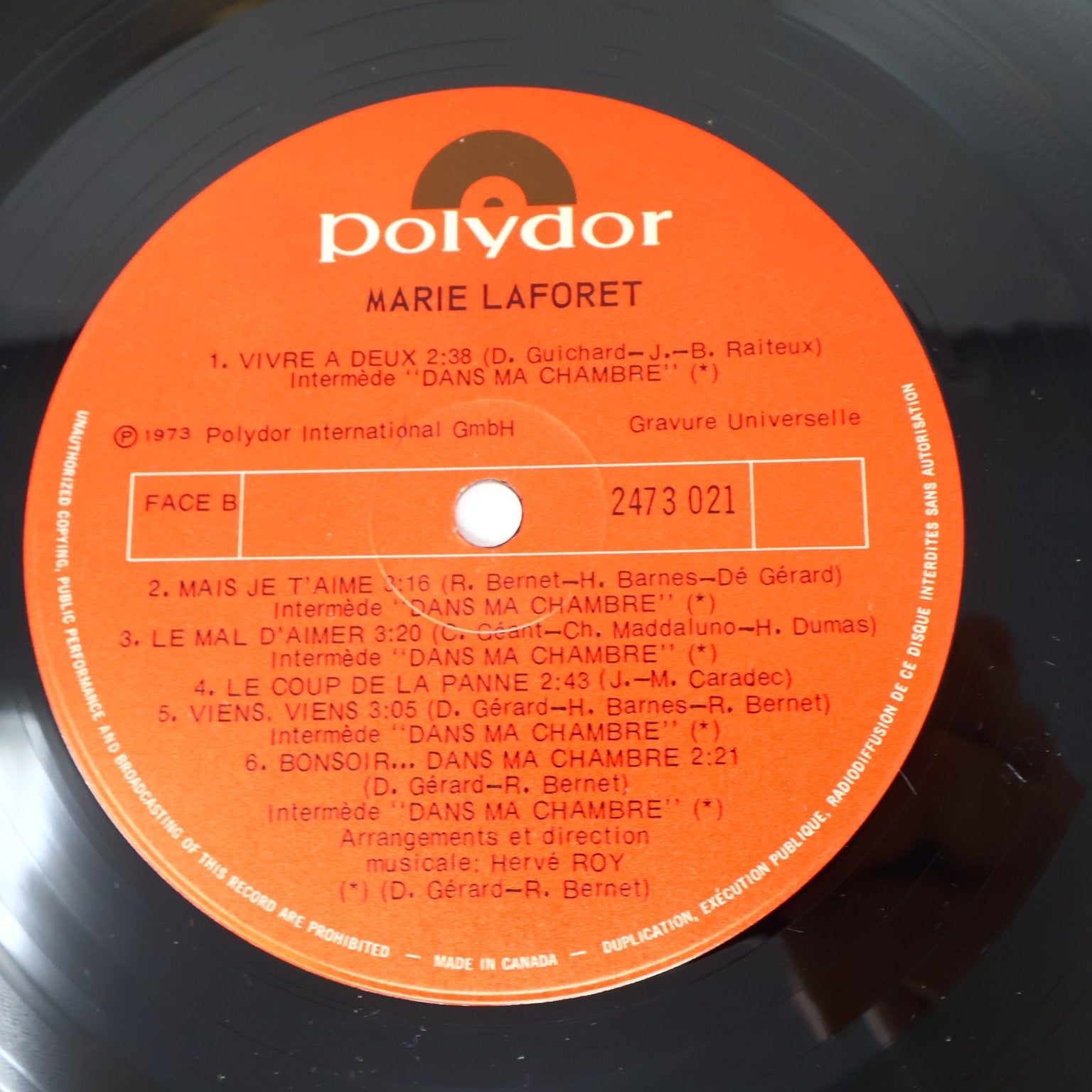 Marie Laforet Éponyme Self-Titled 12" LP Record 1973 Polydor French Pop 2473 021