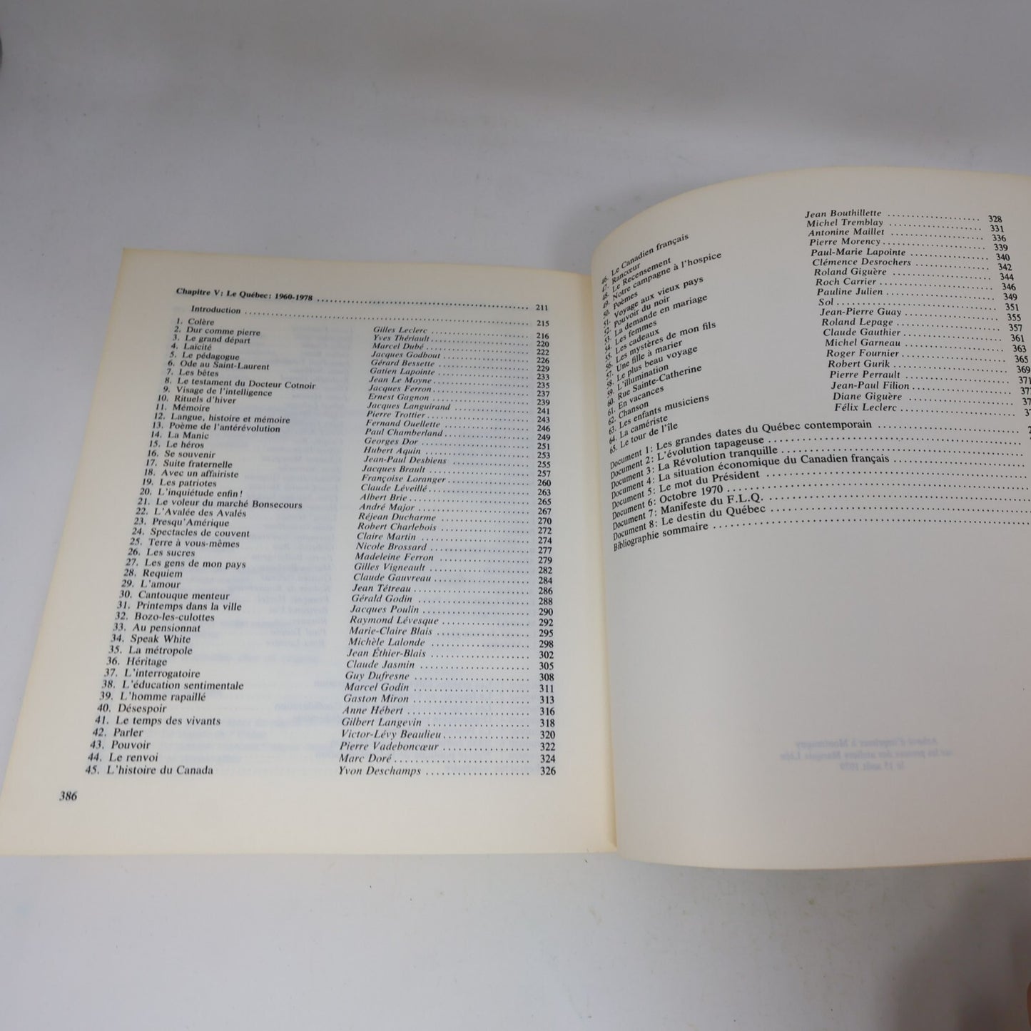 1979 Le Québec par ses Textes Litteraires 1534-1976 Littérature Histoire Livre