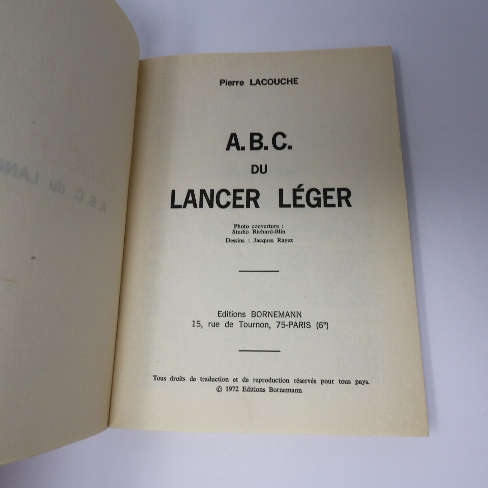 1972 ABC du Lancer Léger de Pierre Lacouche Paperback PB Bornemann Pêche Livre