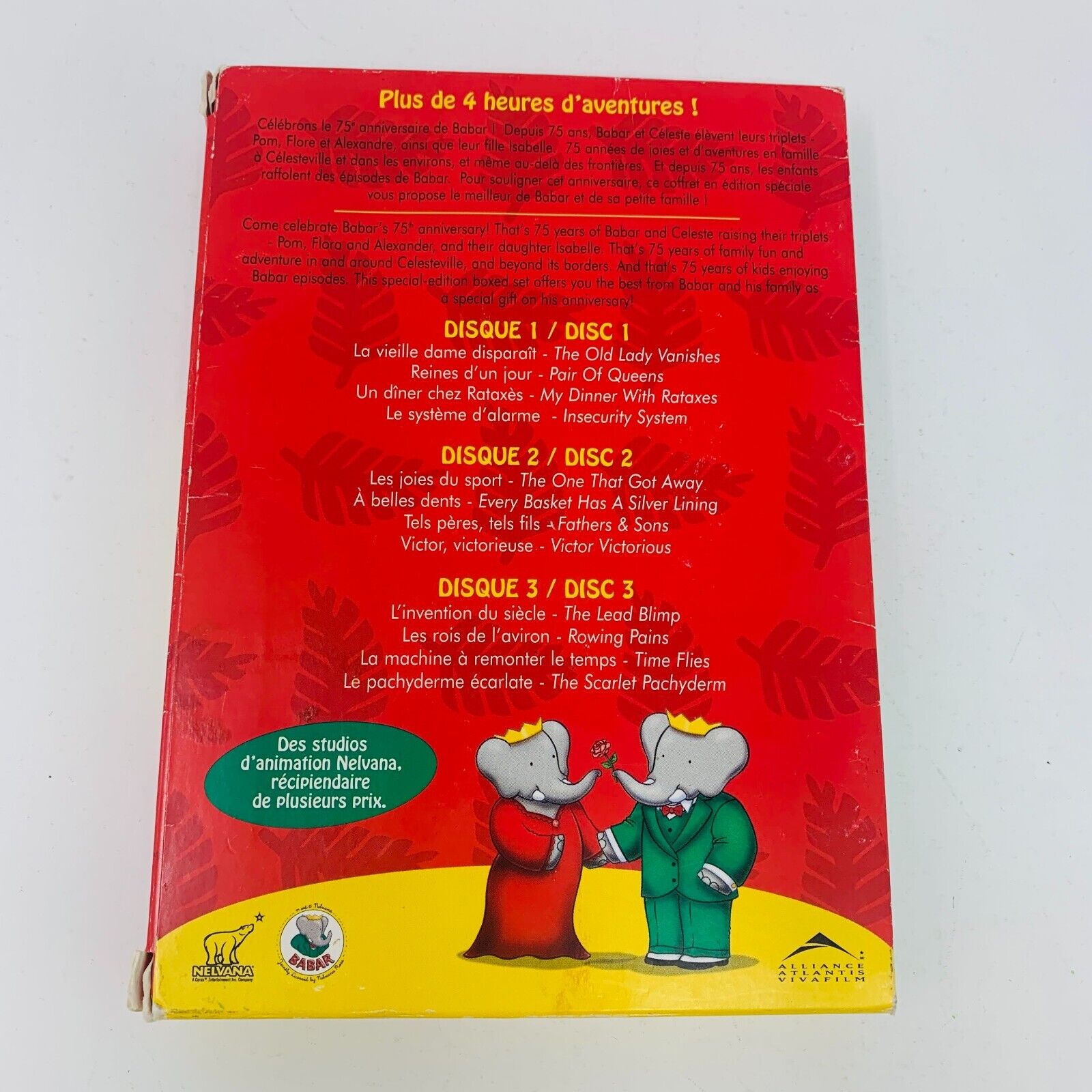 Babar 75 Ans d'Aventures! DVD Français & English Region 1 Testé Nelvana Coffret
