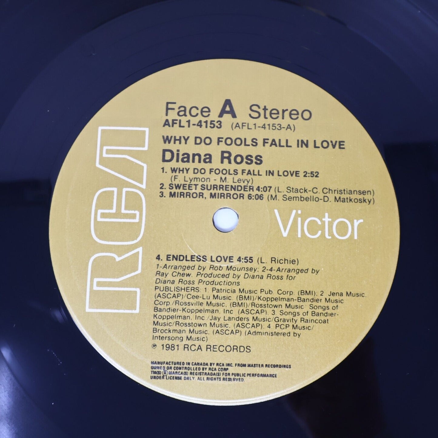 Diana Ross Why Do Fools Fall In Love LP Record Vinyl 1981 RCA Victor AFL1-4153