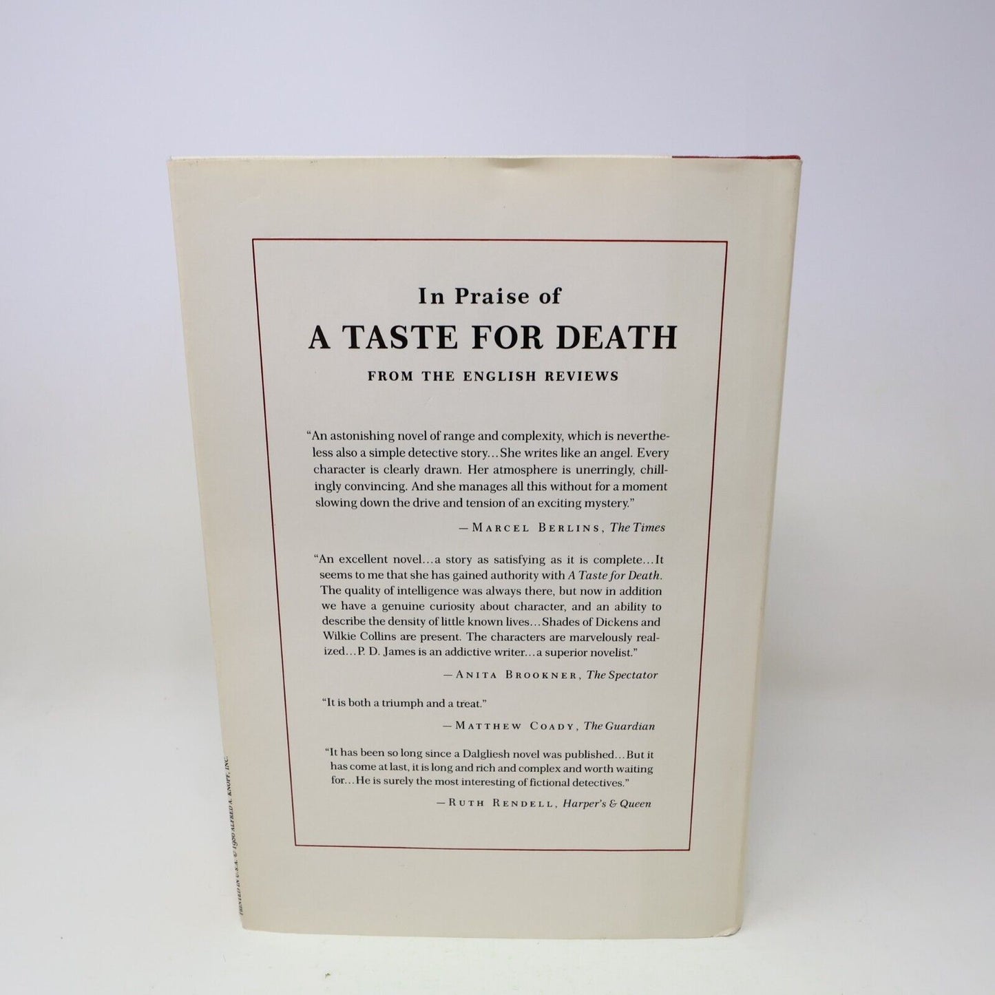 1986 A Taste For Death P. D. James Mystery Thriller Crime Knopf Hardcover Book
