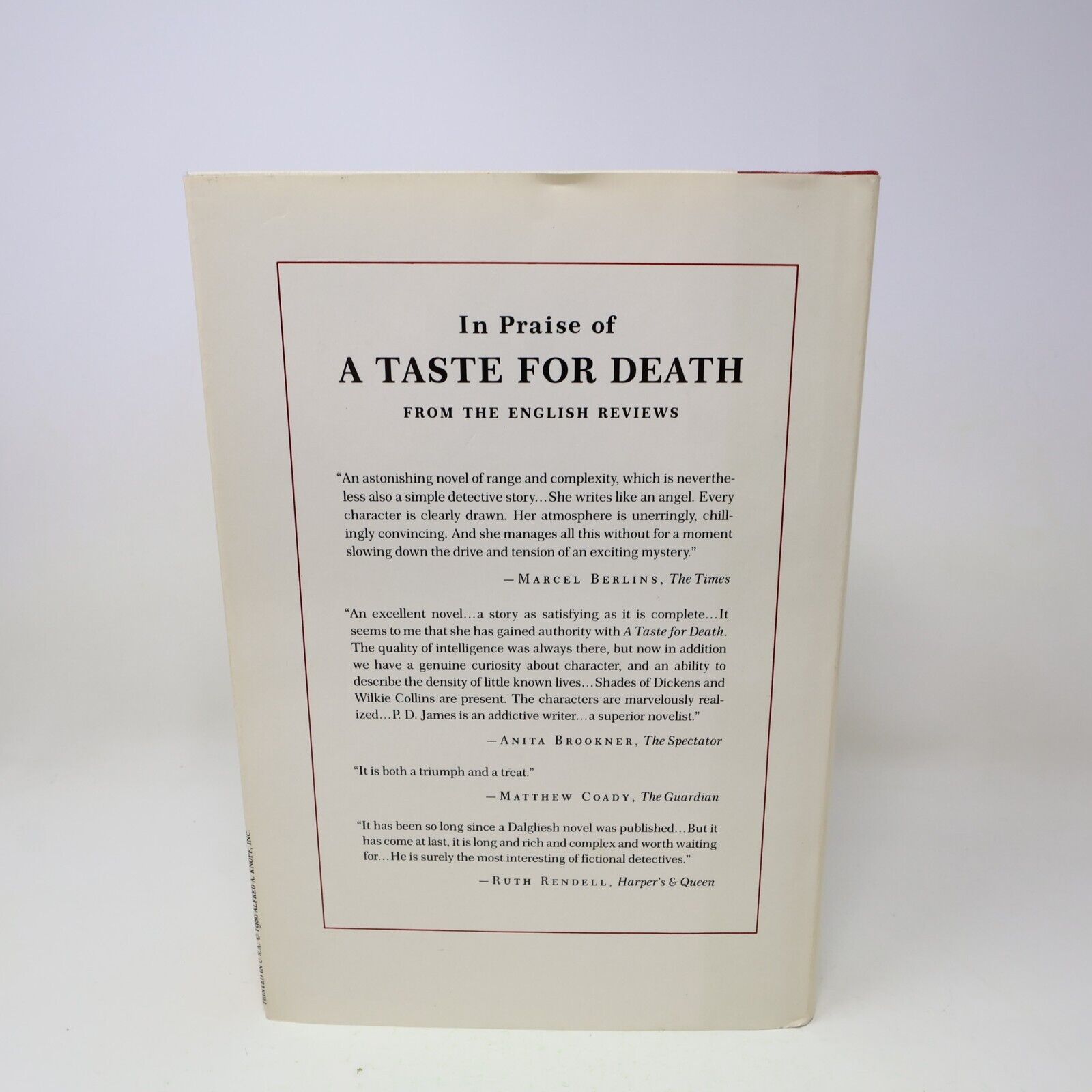 1986 A Taste For Death P. D. James Mystery Thriller Crime Knopf Hardcover Book