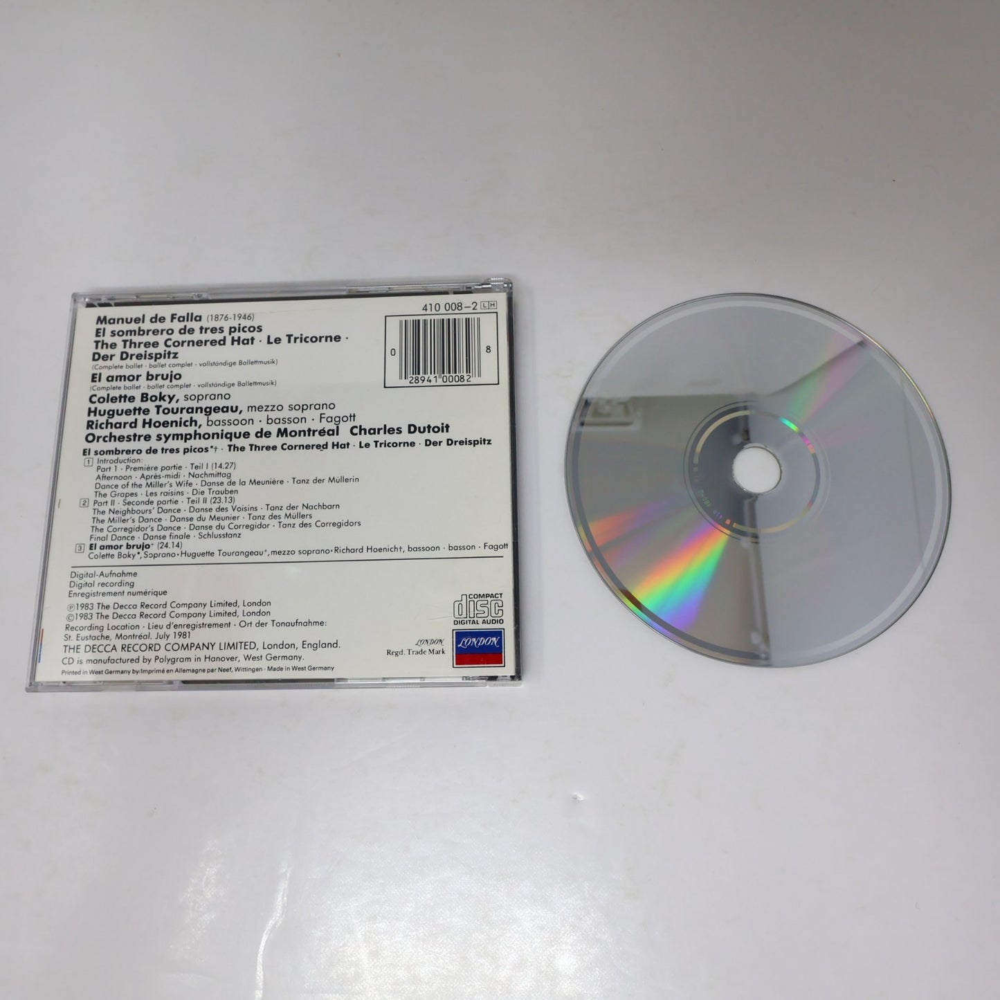 Manuel De Falla CD The Three Cornered Hat/El Amor Brujo Charles Dutoit/OSM/Boky