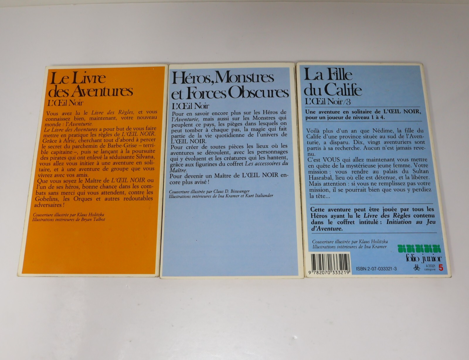 L'Oeil Noir LDVELH Lot 3 Livre des Aventures/Héros Monstres et Forces Obscures