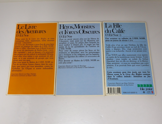 L'Oeil Noir LDVELH Lot 3 Livre des Aventures/Héros Monstres et Forces Obscures