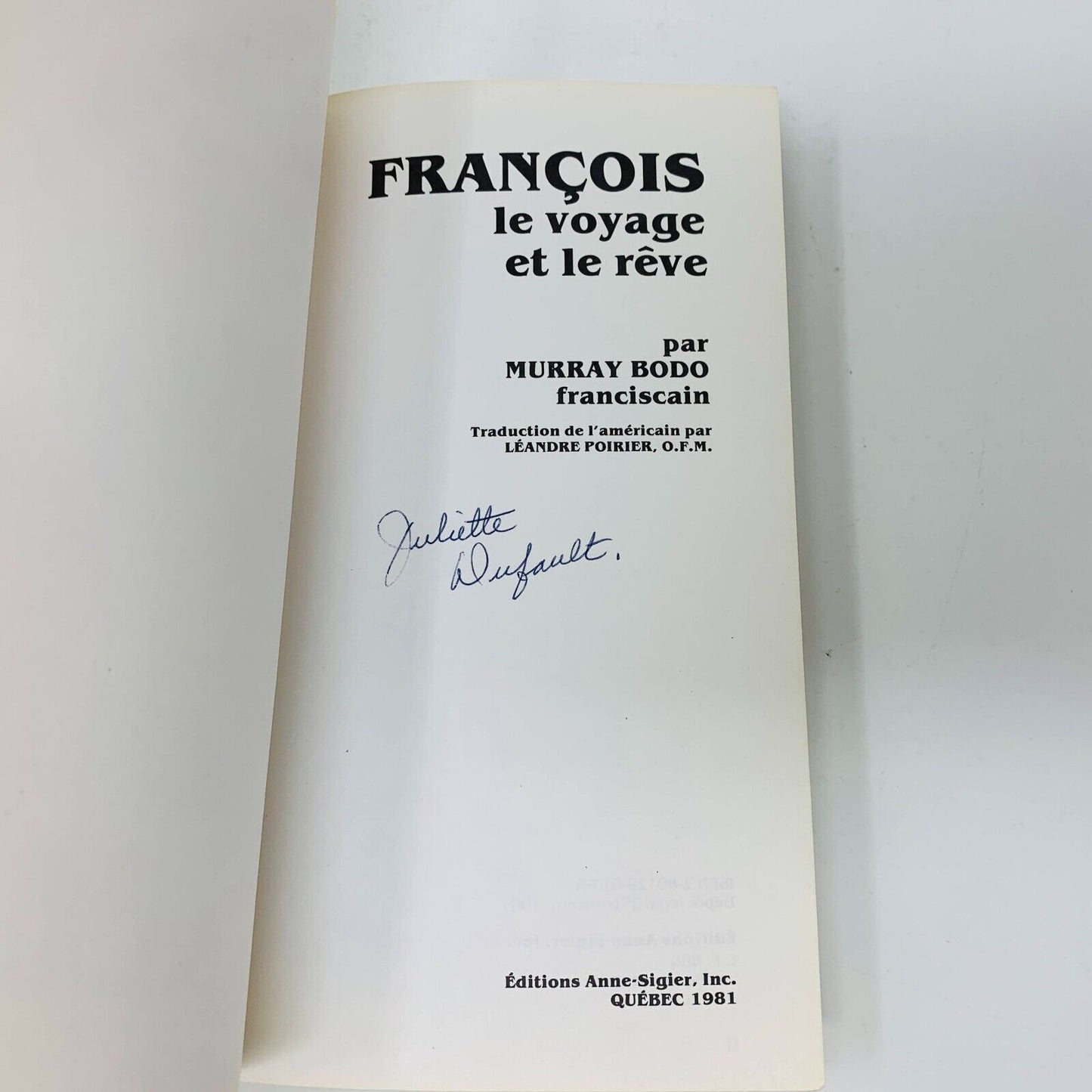 1981 François le Voyage et le Rêve Murray Bodo Franciscain Anne-Sigier Religion