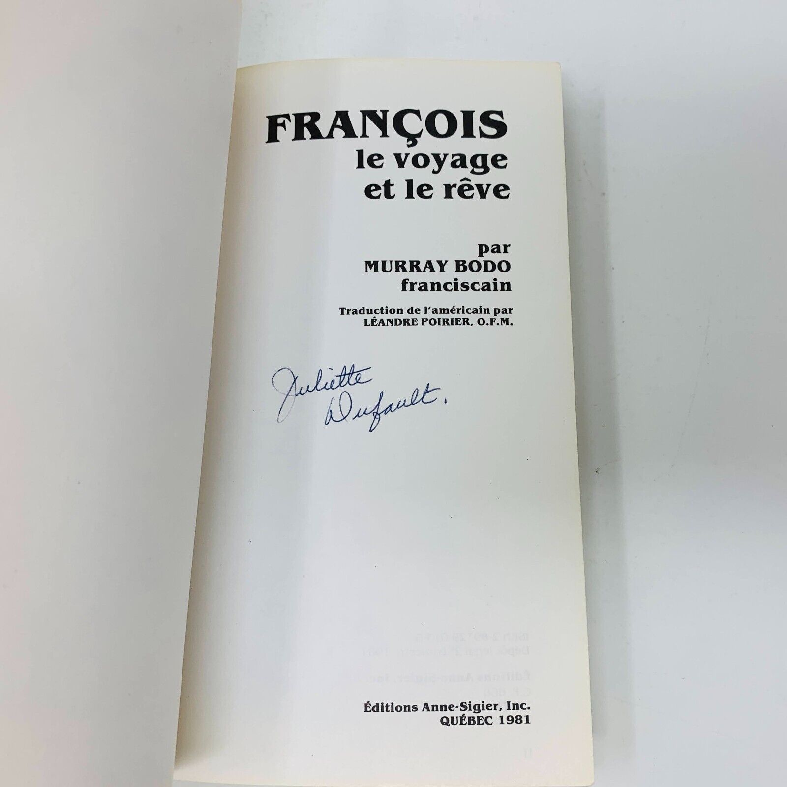 1981 François le Voyage et le Rêve Murray Bodo Franciscain Anne-Sigier Religion