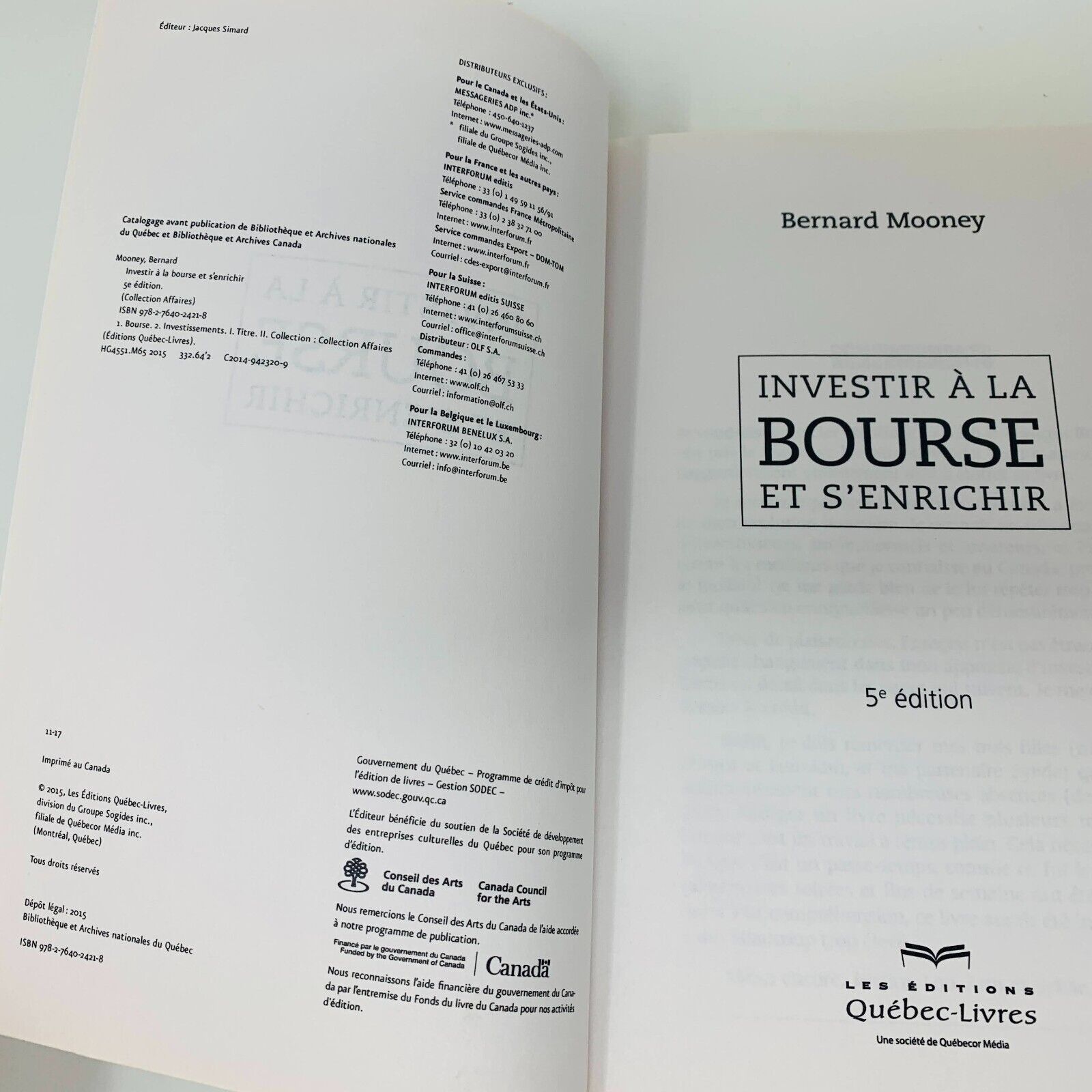 2015 Investir à la Bourse et s'enrichir Livre Bernard Mooney Finance Compagnies