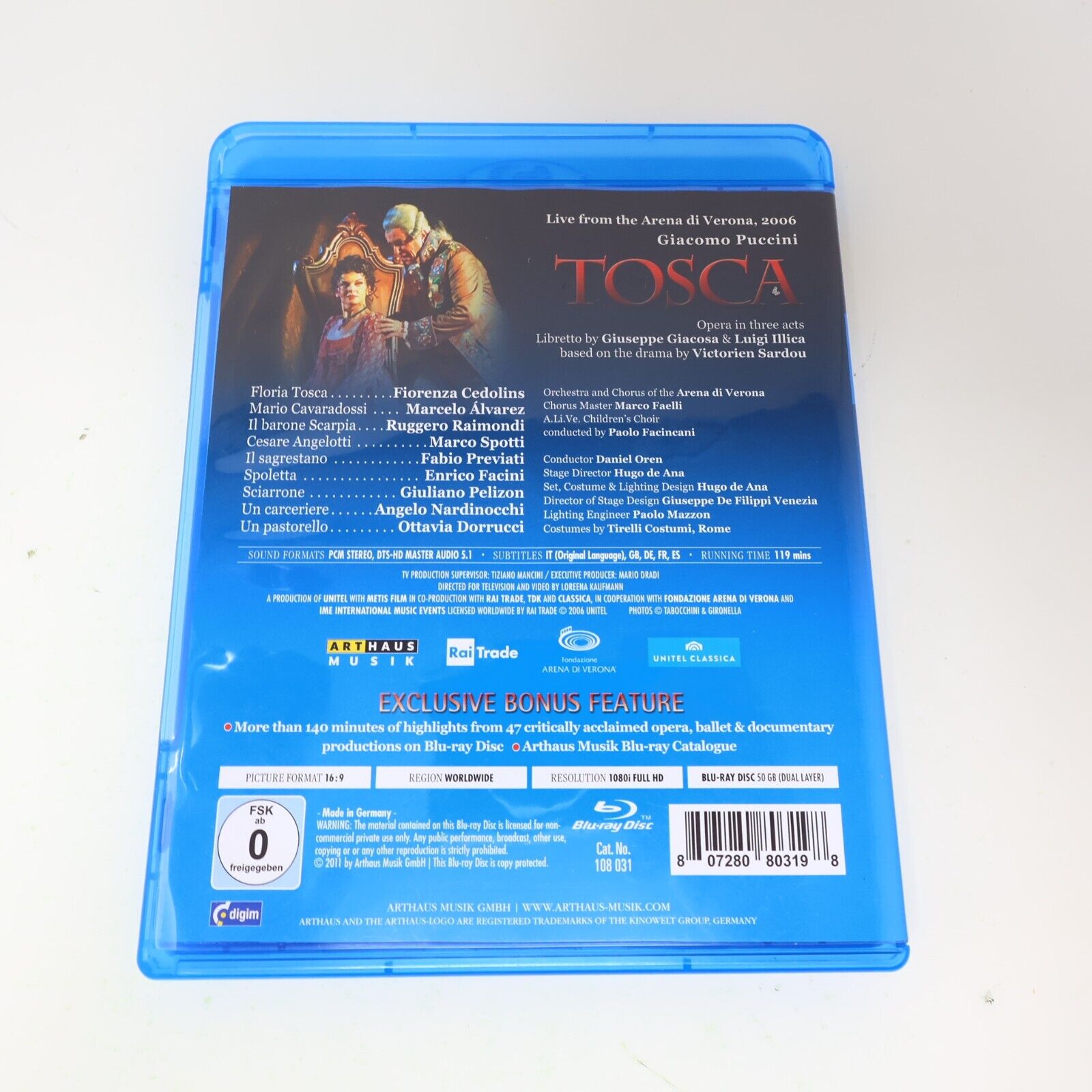 Giacomo Puccini Tosca Arena di Verona Orchestra 2011 Blu-Ray Daniel Oren Tested