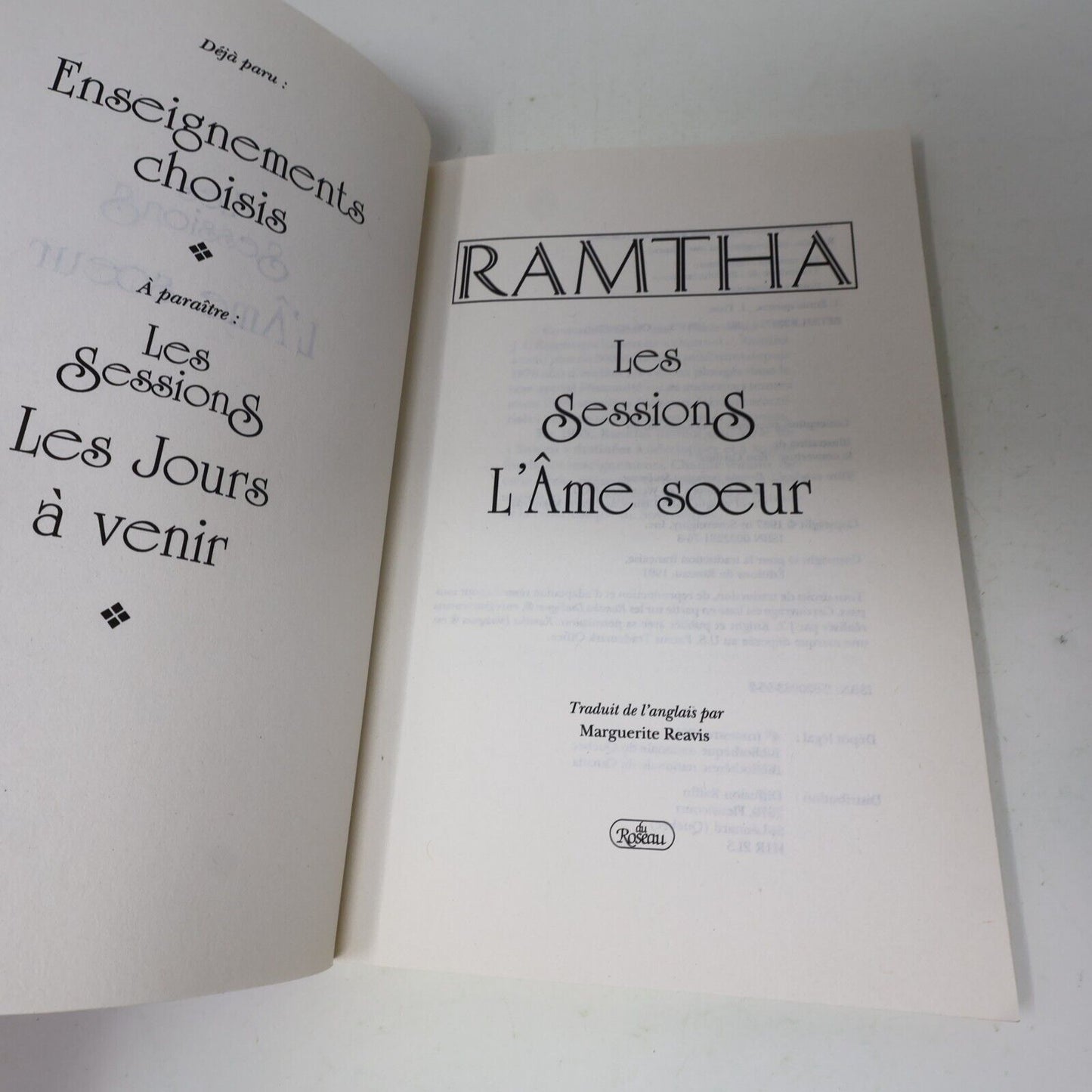 1999 Ramtha Les Sessions l'Âme Soeur Français du Roseau Spiritualité Livre PB