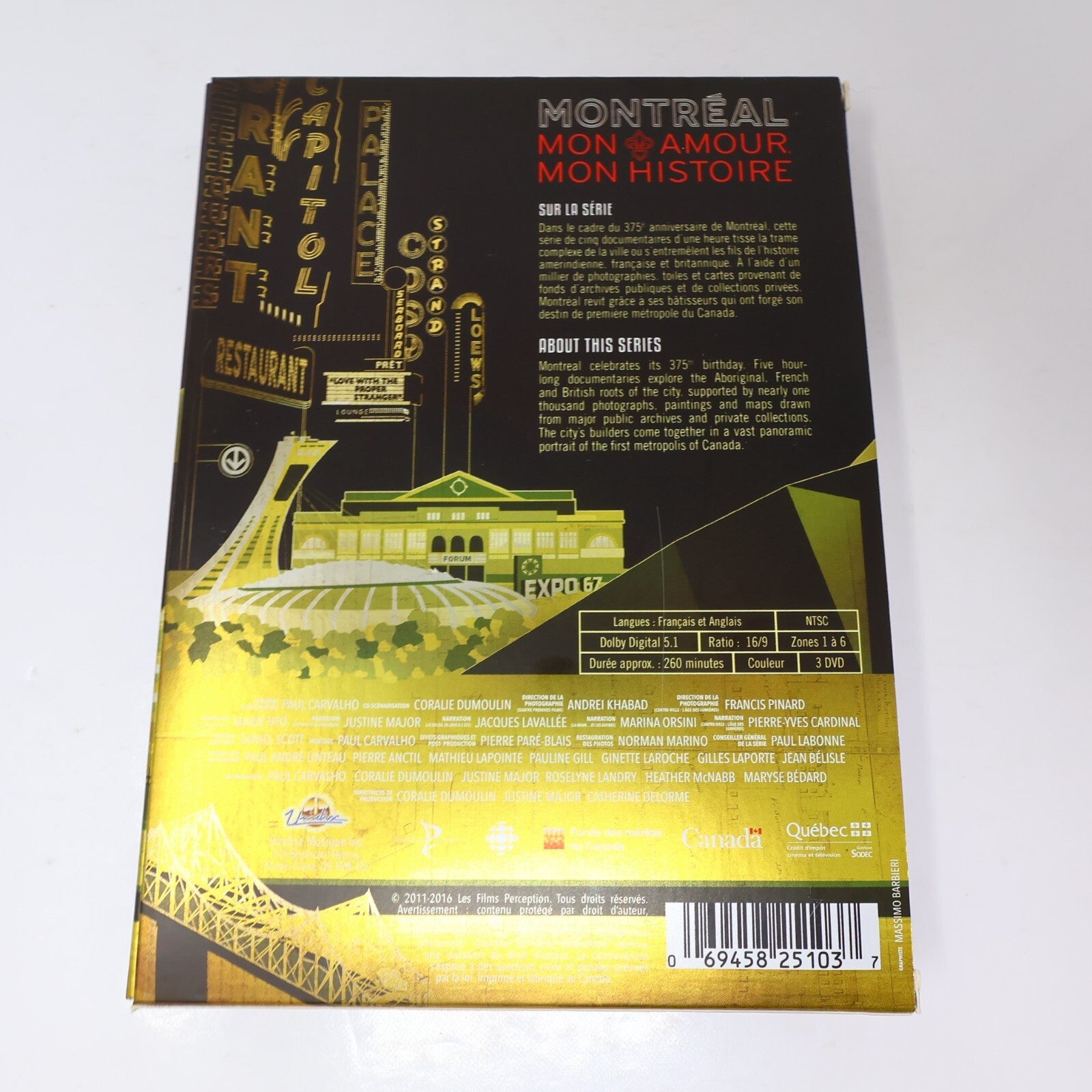 Montréal Mon Amour Mon Histoire DVD Français/English NTSC Region 1 16:9 2016
