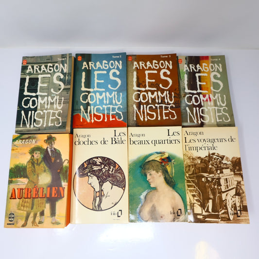 Aragon Lot 8 Livres Les Communistes 1-4/Aurélien/Beaux Quartiers/Cloches de Bâle