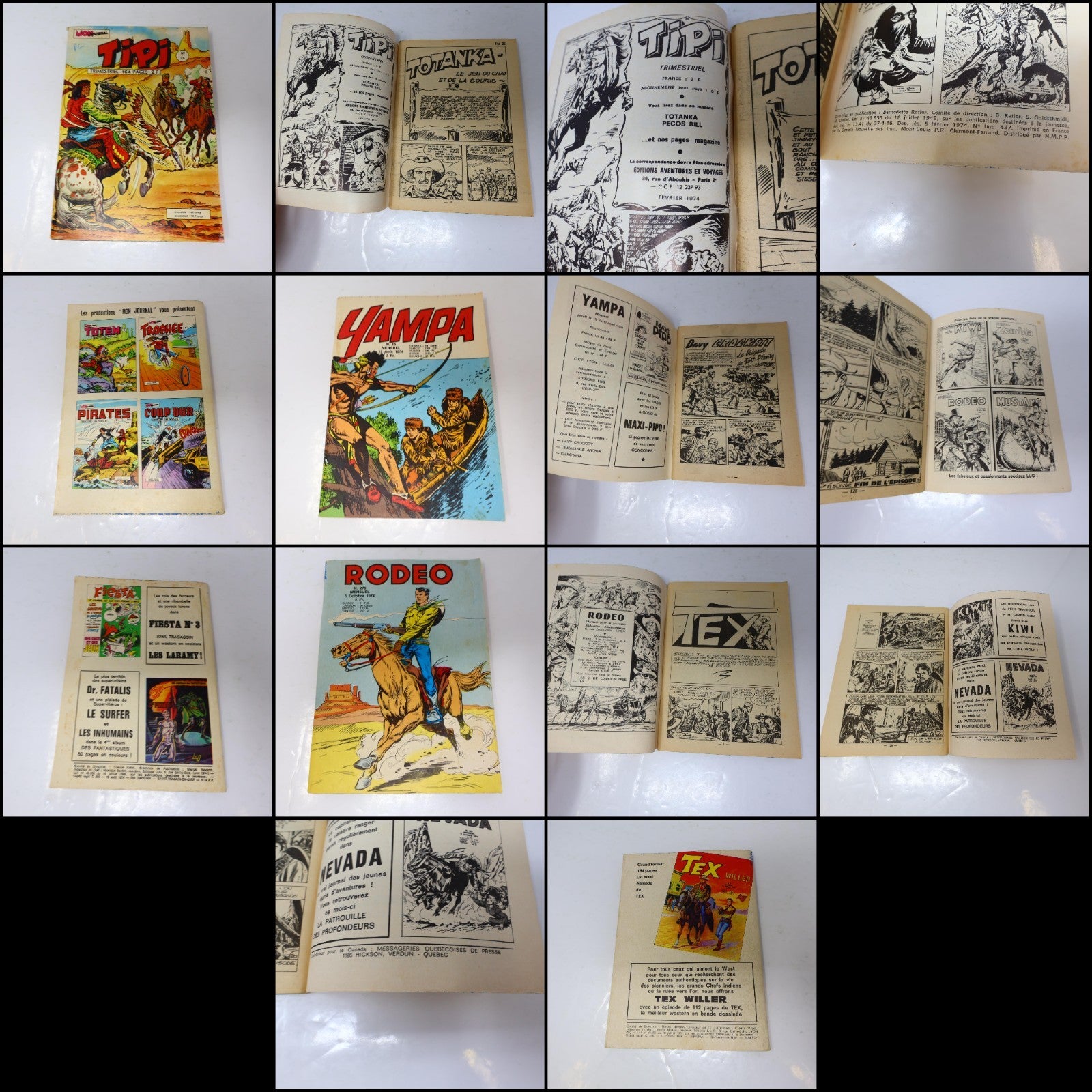 Tipi/Néro Kid/Kiwi/Yampa/Rodeo Lot 6 Bandes dessinées Western Français 1974-76