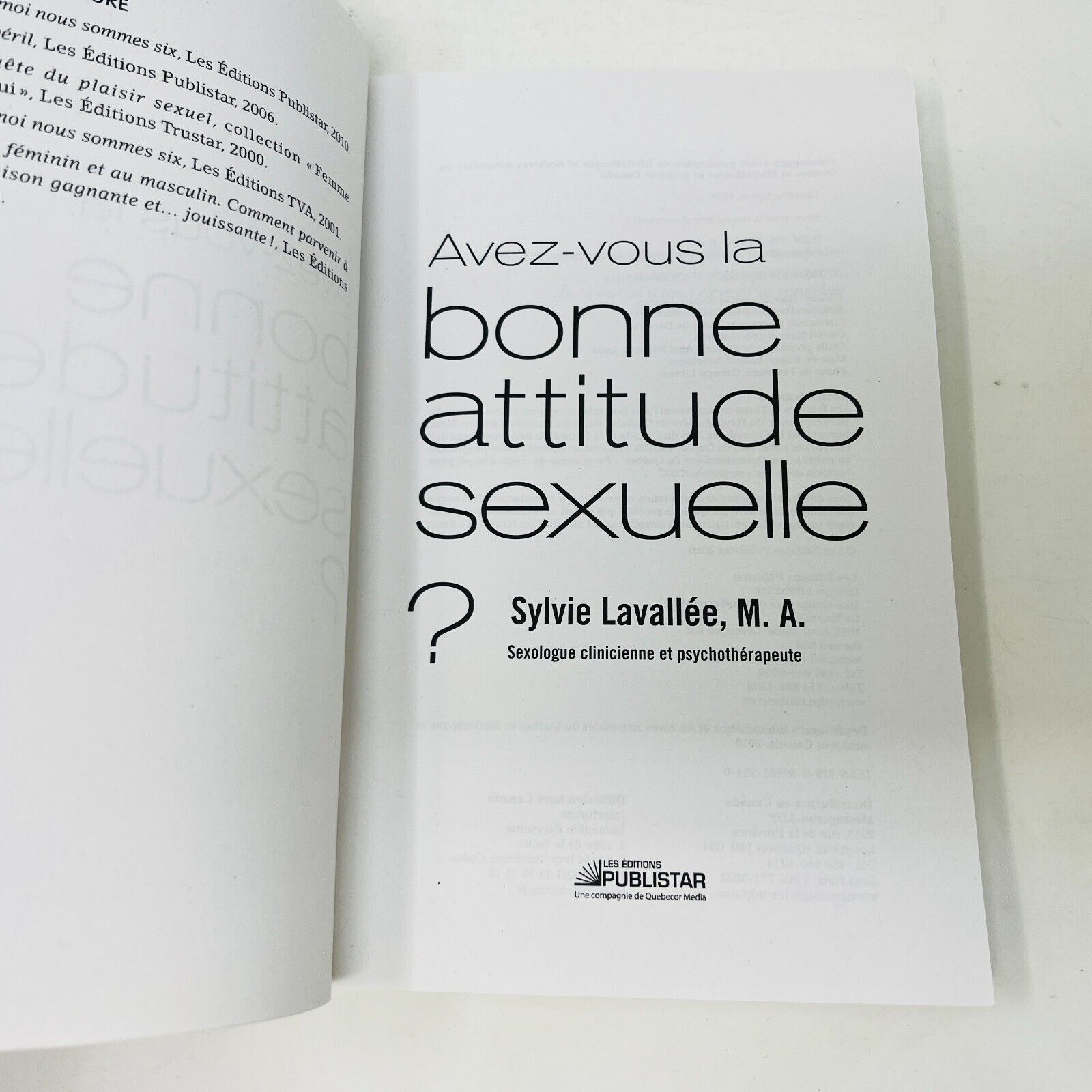 2010 Avez-Vous la Bonne Attitude Sexuelle? de Sylvie Lavallée Publistar Français