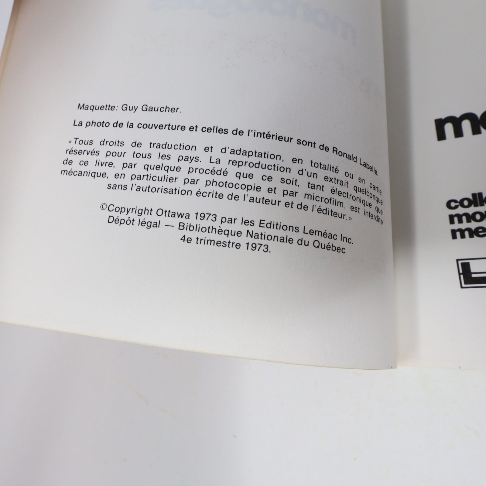 1973 Monologues Yvon Deschamps Leméac Humour Québec Français Paperback Livre 70s