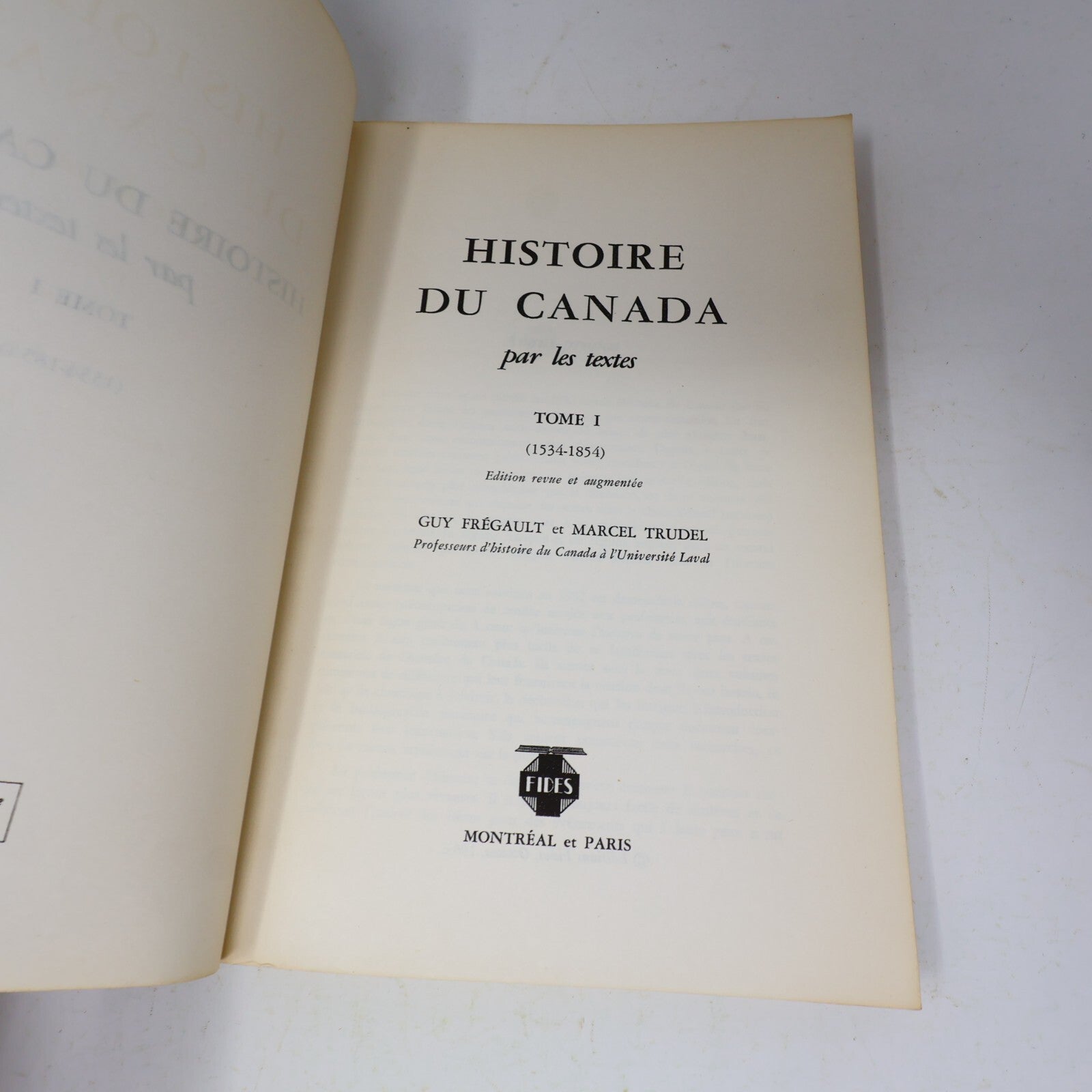 Histoire du Canada Par les Textes #1-2 Série Complète Lot 2 Livres Fides French