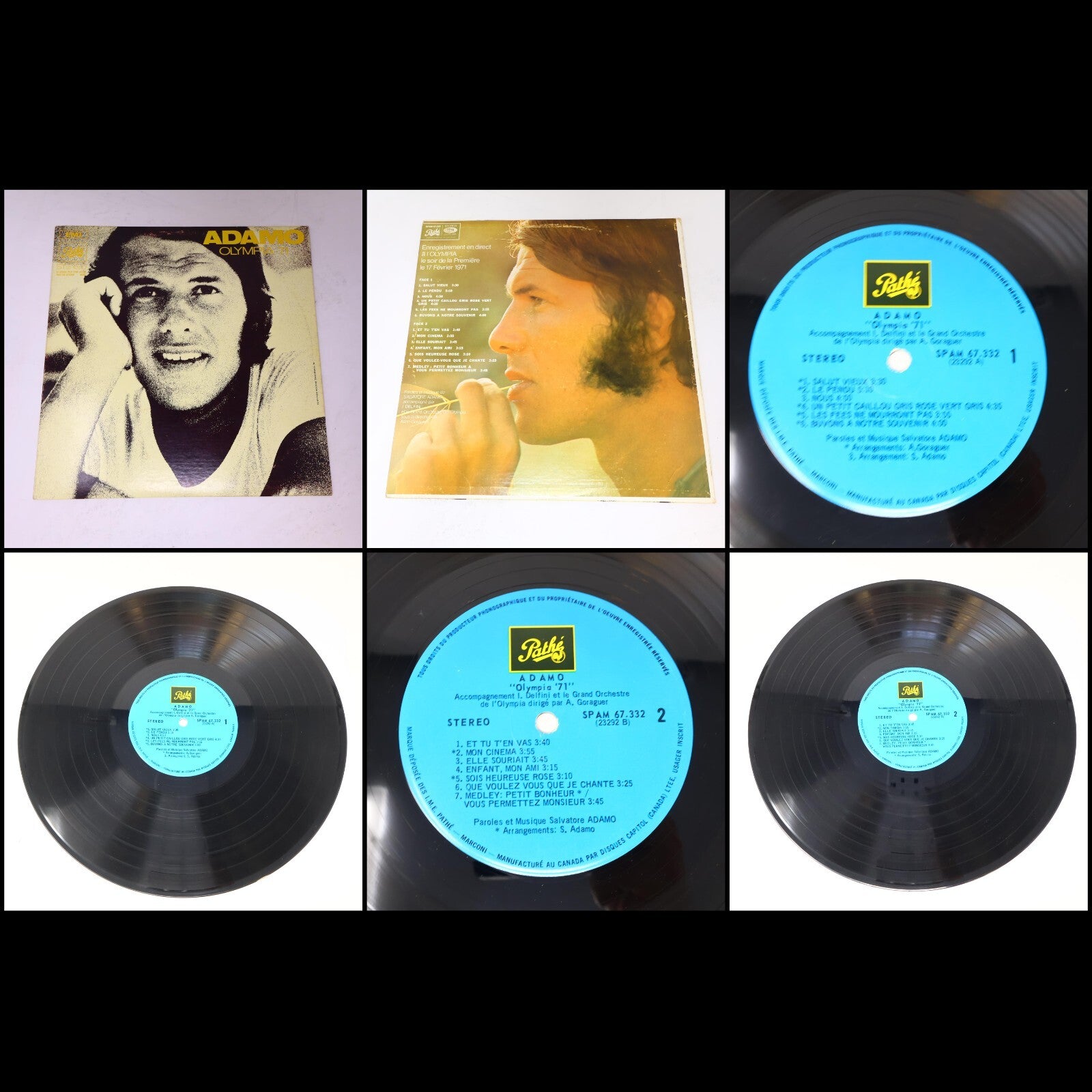 Adamo Lot 8 Disques Pauvre Liberté/Olympia 71/Jusqu'à L'Amour Record Vinyl LP