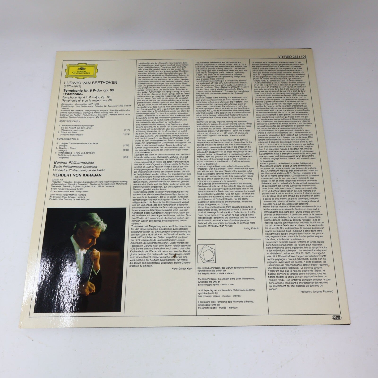 Beethoven Symphonie Nr. 1-2 5-6 8-9 Herbert von Karajan Berliner Lot 4 LP Record