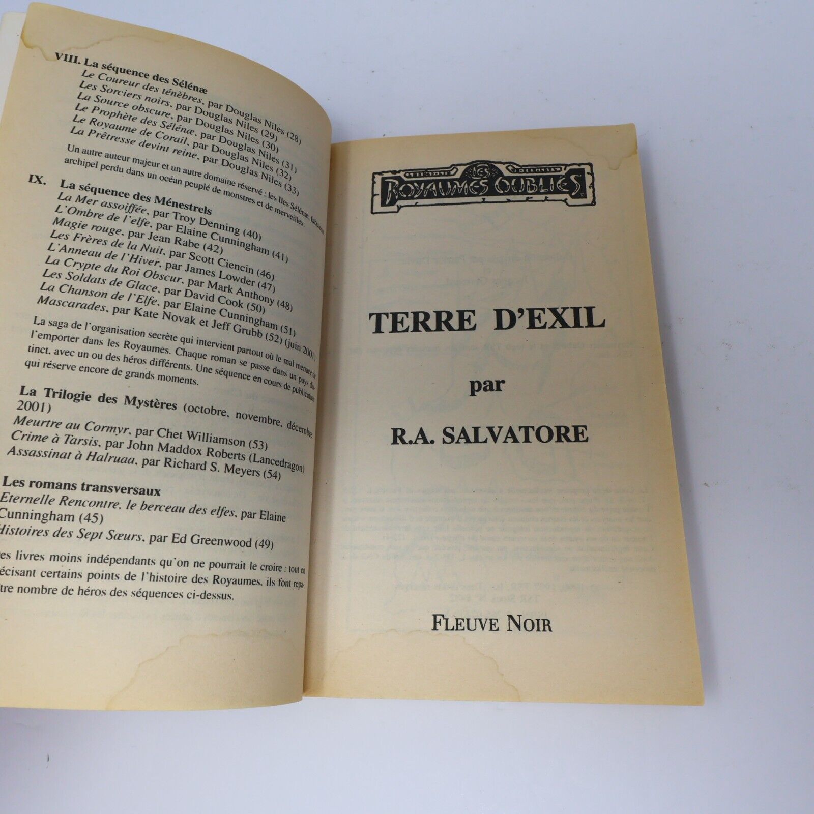 1990 Royaumes Oubliés #5 Terre d'Exil La Trilogie de l'Elfe Noir Fantasy Livre