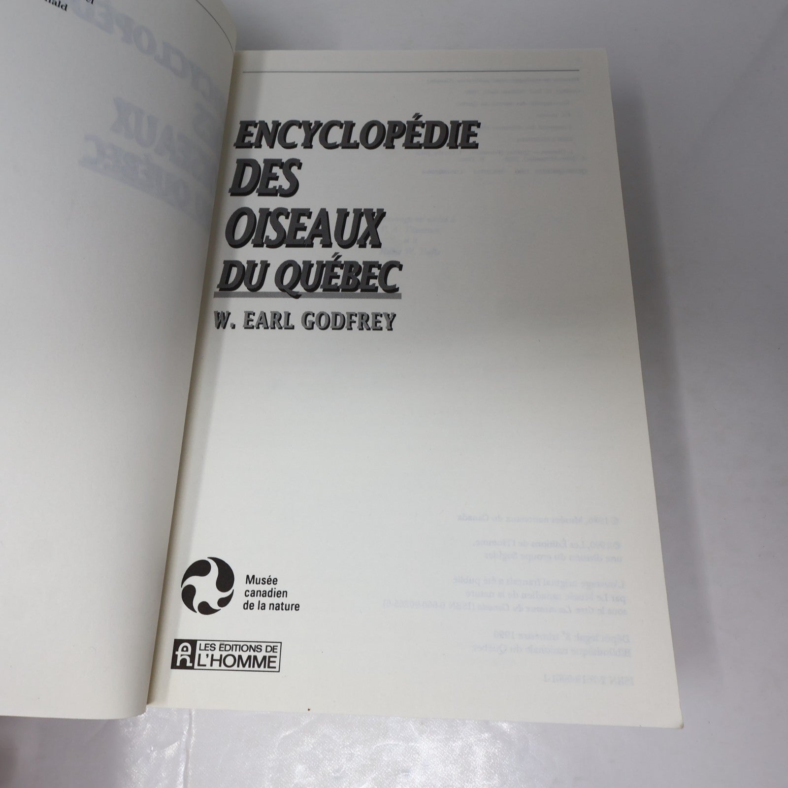 Encyclopédie des Oiseaux du Québec W. Earl Godfrey 1990 PB Ornithologie Animaux