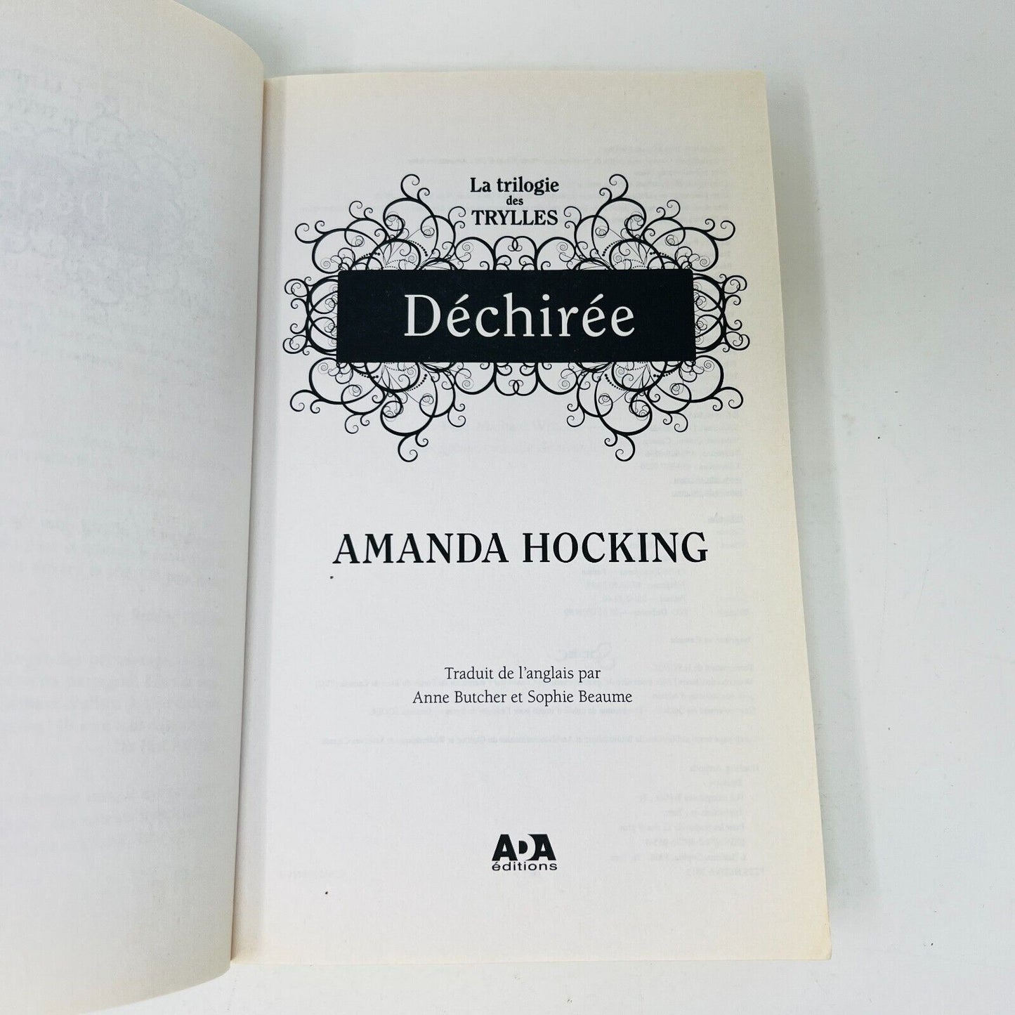 2013 Trylles #2 Déchirée de Amanda Hocking Science-Fiction Dystopie Français ADA