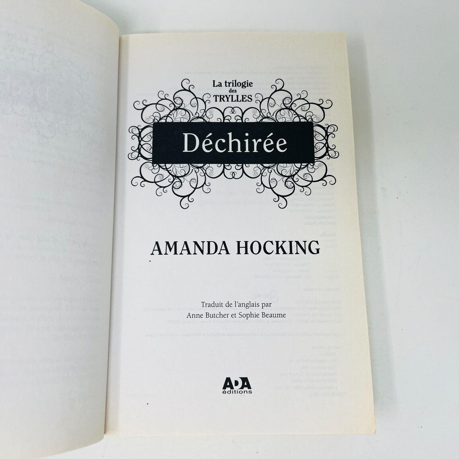 2013 Trylles #2 Déchirée de Amanda Hocking Science-Fiction Dystopie Français ADA